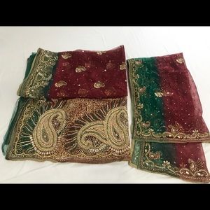 Indian wedding sari with blouse and dupatta